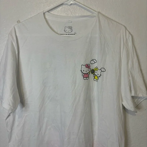 Hello Kitty White and Pink V-Neck Tee *3/$10 - Picture 1 of 3